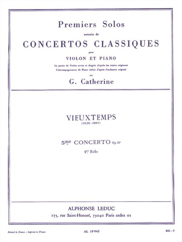 Premiers Solos Extraits de Concertos Classiques - Vieuxtemp's Concert No. 5 - noty pro housle a klavír