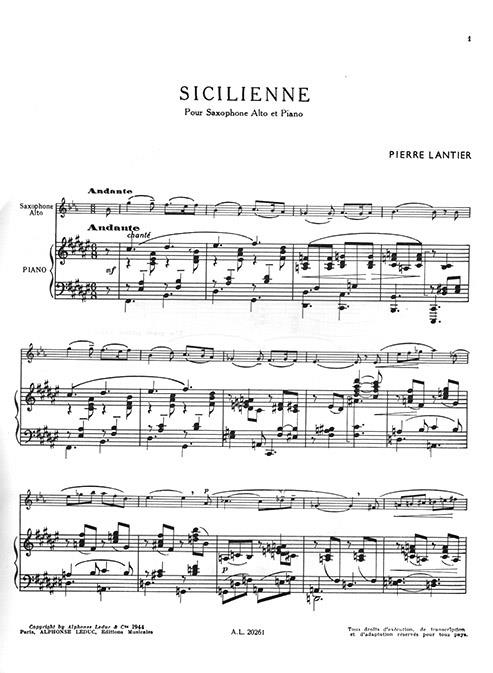 Sicilienne for Alto Saxophone and Piano - altový saxofon a klavír