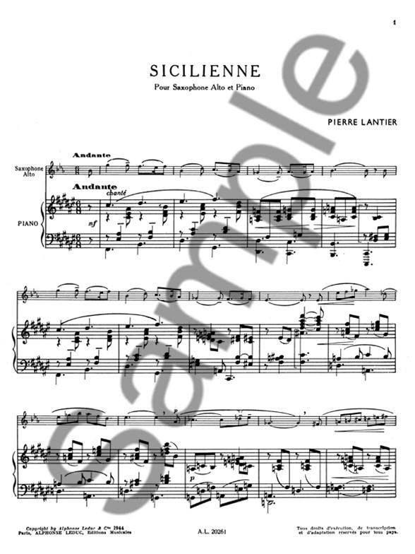 Sicilienne for Alto Saxophone and Piano - altový saxofon a klavír
