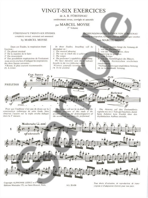 26 Exercises de Fürstenau Op.107, Vol.1 - pro příčnou flétnu