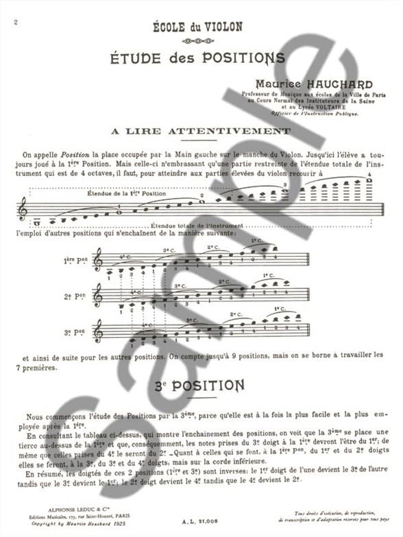 Etude Methodique Des Positions Vol 1 - pro housle
