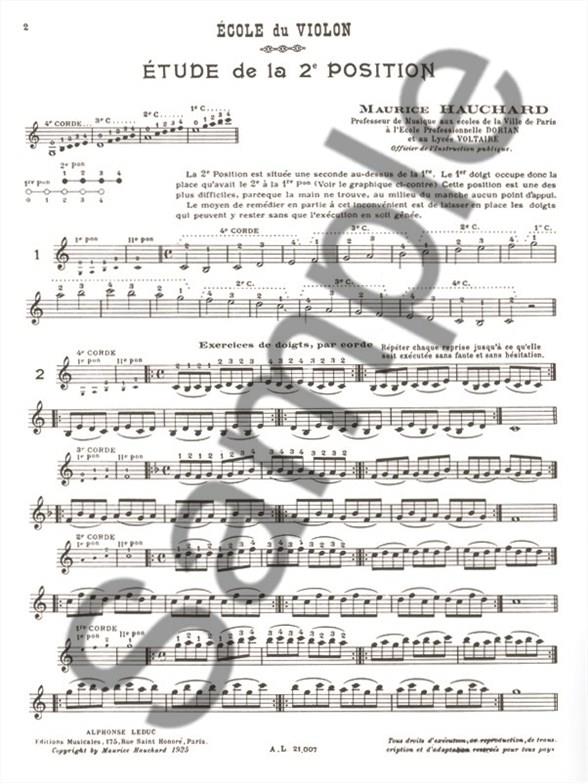 Etude méthodique Des Positions Vol 2 - 2e & 4e Positions (Violin solo) - pro housle