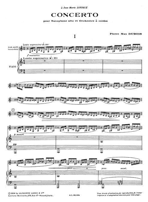 Concerto For Alto Saxophone And String Orchestra - altový saxofon a klavír