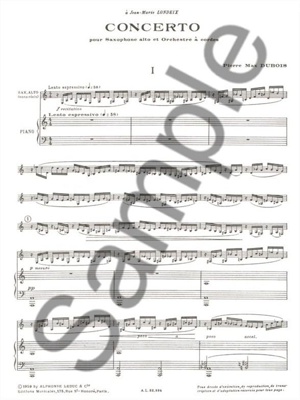 Concerto For Alto Saxophone And String Orchestra - altový saxofon a klavír