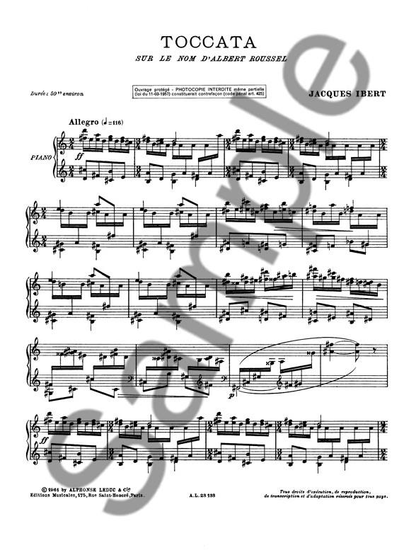 Toccata Sur Le Nom d'Albert Roussel - noty pro klavír