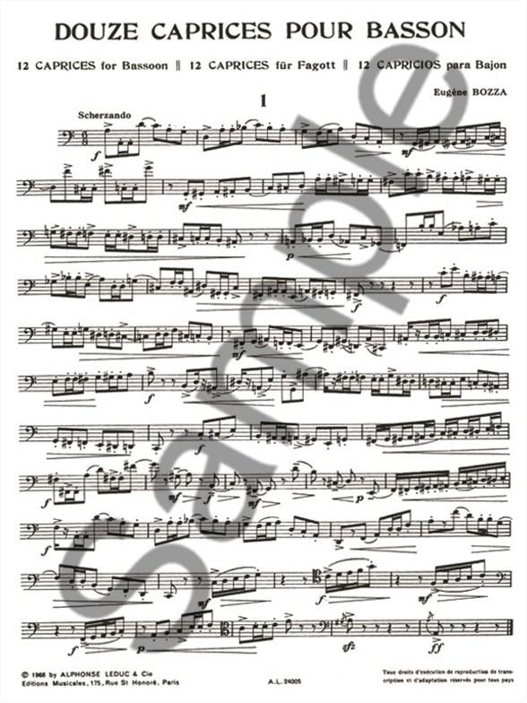 12 Caprices - For Bassoon - fagot noty
