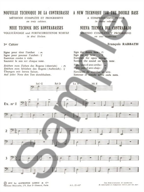 Nouvelle Technique de la Contrebasse, Cahier 1 - New Technique for the Double Bass, part 1 - na kontrabas