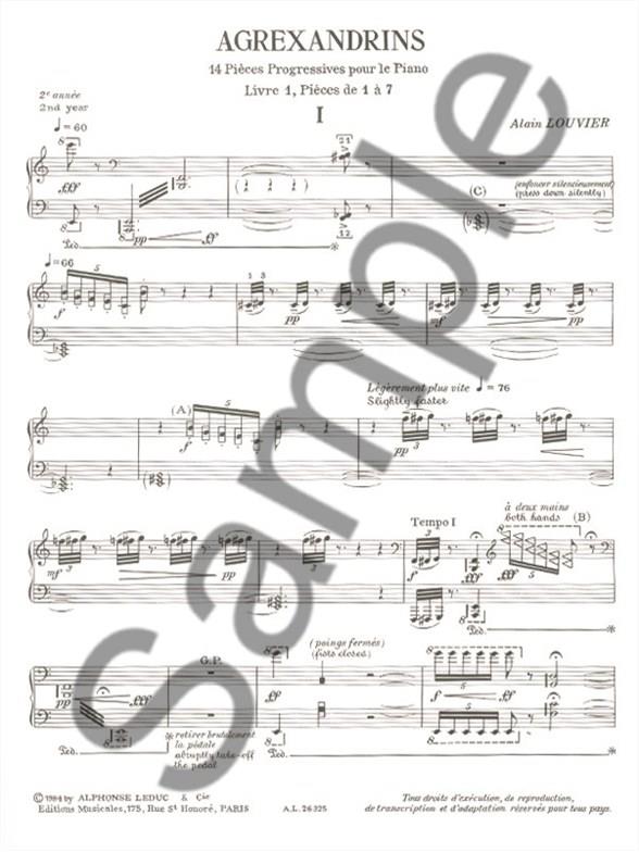 Agrexandrins Vol.1 - Livre 1 - Pieces 1 A 7 - noty pro klavír