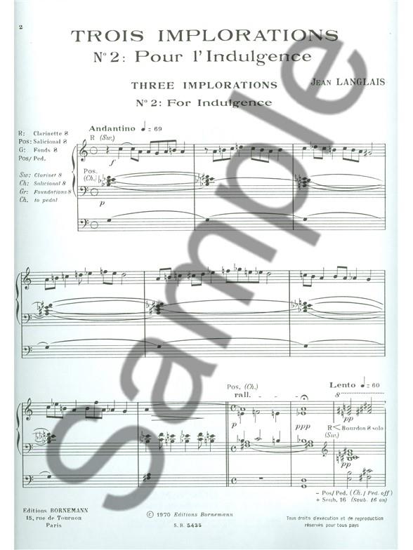 Jean Langlais: 3 Implorations No.2 & No.3 - noty na varhany