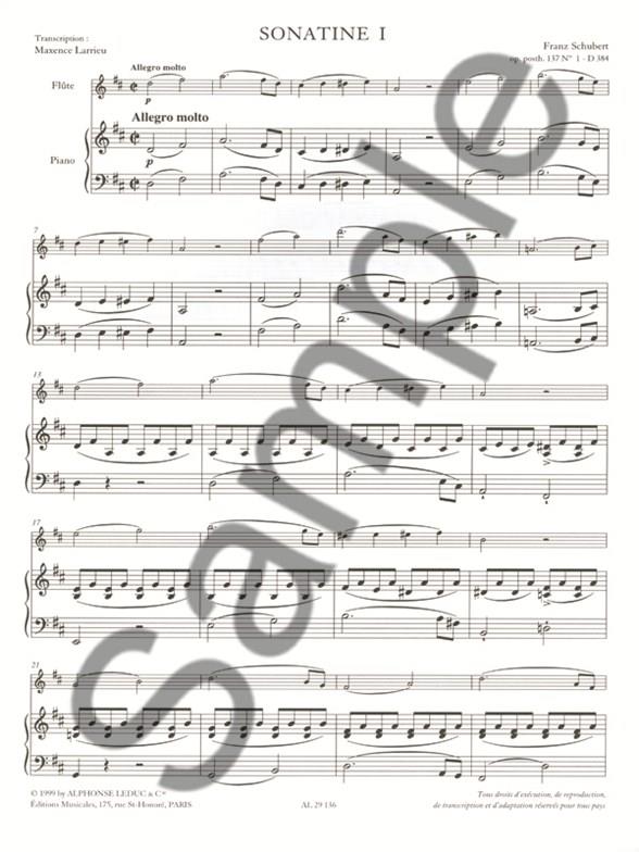 Sonatine In D For Flute And Piano D384 - příčná flétna a klavír
