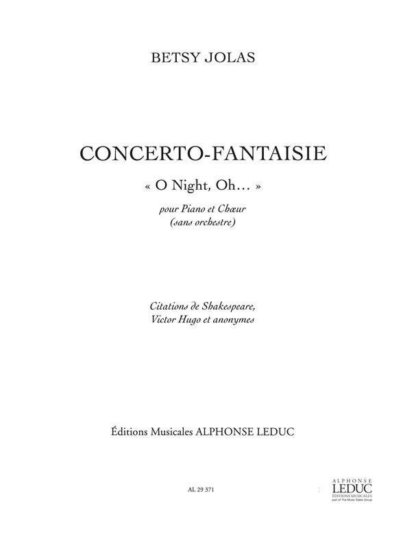 Concerto-Fantaisie 'O Night, oh' - Piano Et Choeur - noty pro klavír
