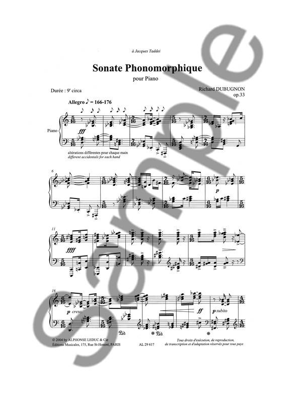 Sonate Phonomorphique Op33 - noty pro klavír