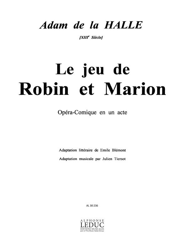 Jeu De Robin Et Marion - pro zpěv a klavír