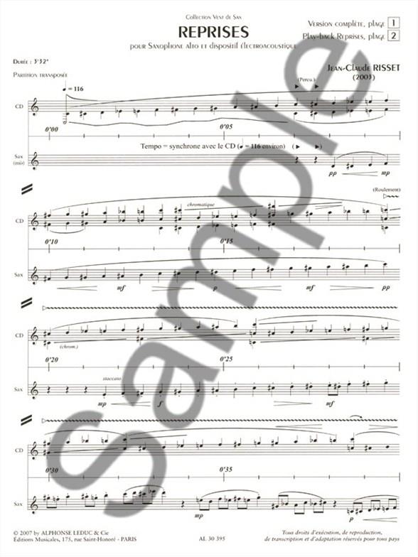 Reprises for Alto Saxophone and Electro - pro altový saxofón