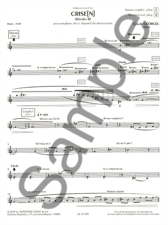 Crise(n) for Alto Saxophone and Electro - pro altový saxofón