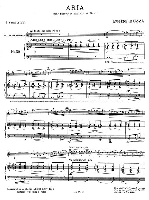 Aria - Pour Alto Saxophone et Piano - altový saxofon a klavír