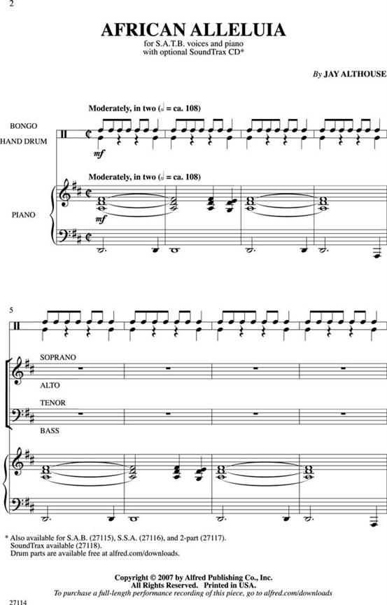 African Alleluia - SATB with Piano - Instrumental Parts included