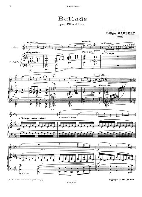 Ballade for Flute and Piano - příčná flétna a klavír