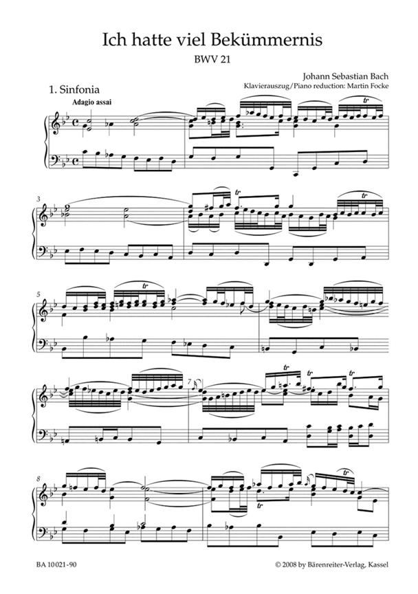 Cantata No. 21 - BWV 21 - Cantata for the 3rd Sunday after Trinity - úprava pro klavír