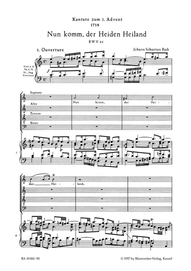 Cantata BWV 61 Nun Komm - Cantata for the First Sunday of Advent - zpěv a klavír