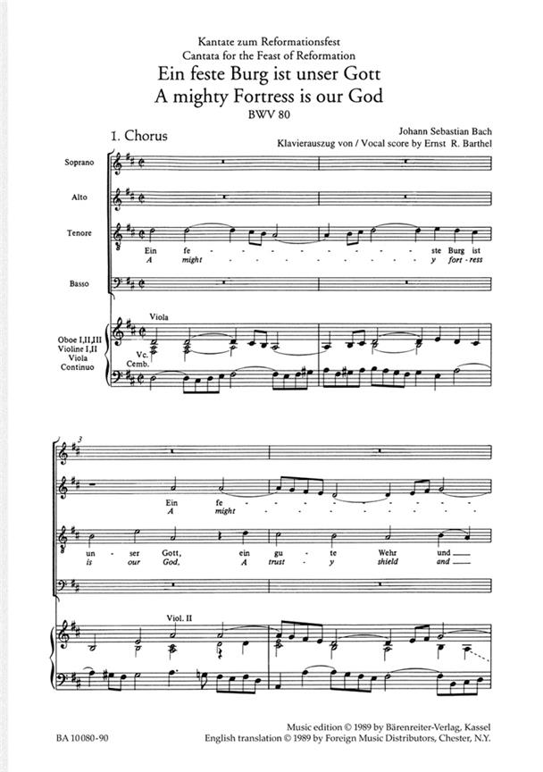 Cantata BWV 80 Ein feste Burg ist unser Gott - zpěv a klavír