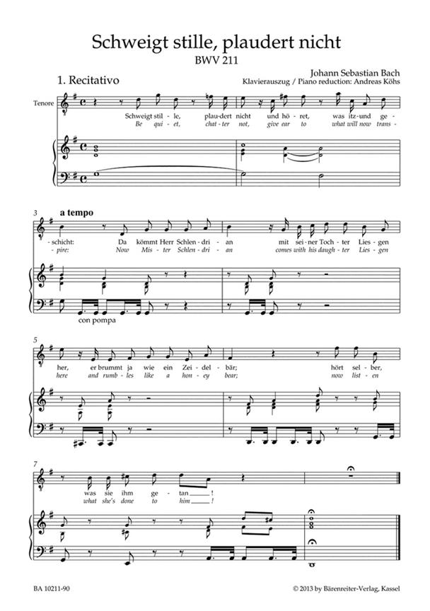 Cantata No.211 - Coffee Cantata BWV 211 - úprava pro klavír