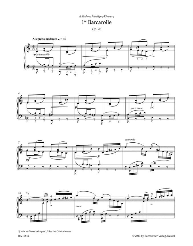 Barcarolles - Piano Solo - pro klavír