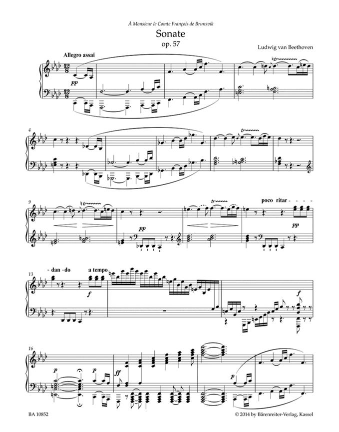 Sonate in f für Klavier - Appassionata - op. 57 - Sonate in f - pro klavír