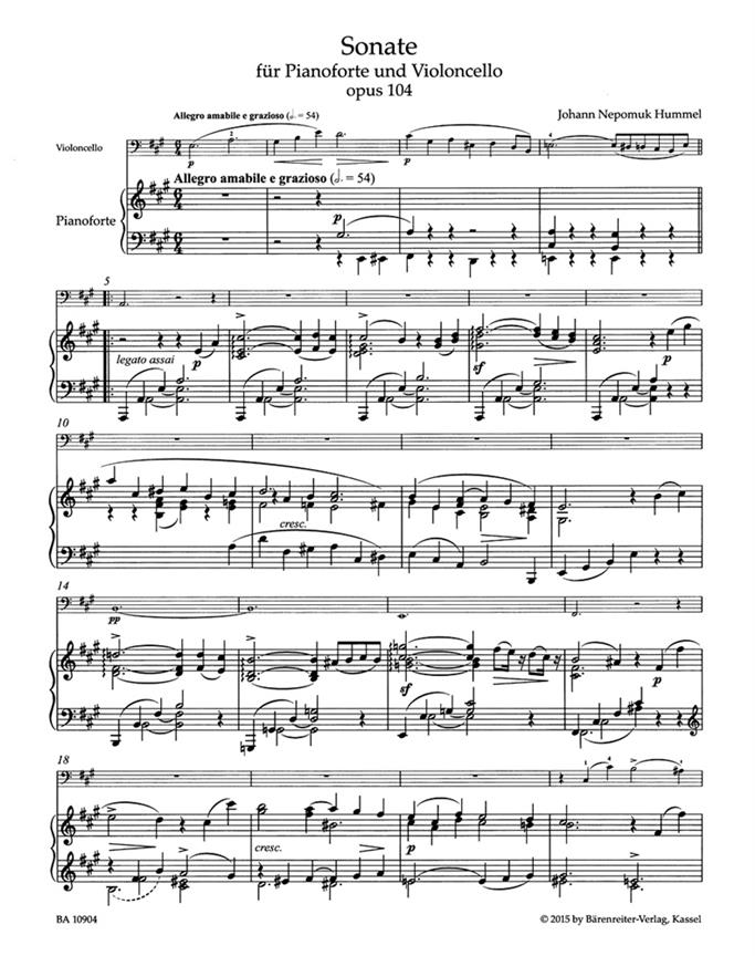 Sonata op. 104 - for Pianoforte and Violoncello - violoncello a klavír