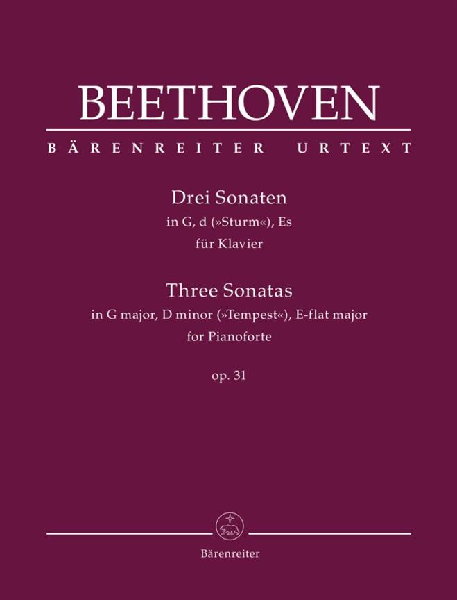 Piano Sonatas In G, D Minor, and E Flat Op.31 - for Pianoforte in G major, D minor, E-flat major - pro klavír