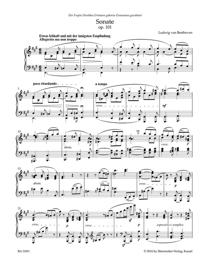 Piano Sonata In A Op.101 - With notes on performance practice by Jonathan Del Mar and Misha Donat - pro klavír