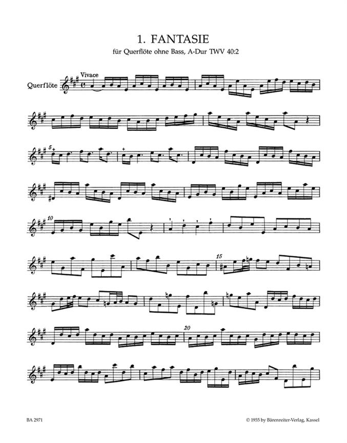 Twelve Fantasias For Flute Without Bass - Twelve Fantasias for Flute without Bass TWV 40:1-12