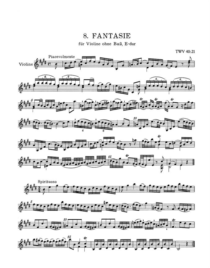Twelve Fantasias For Violin - TWV 40:14 - 40:25 - pro housle