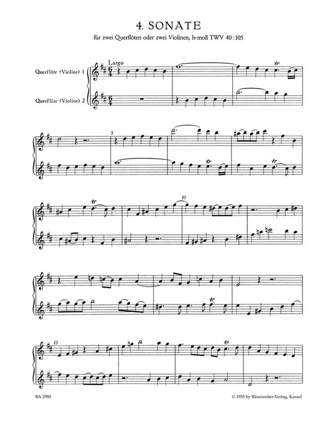 Six Sonatas Op 2 Book 2 - pro dvě příčné flétny