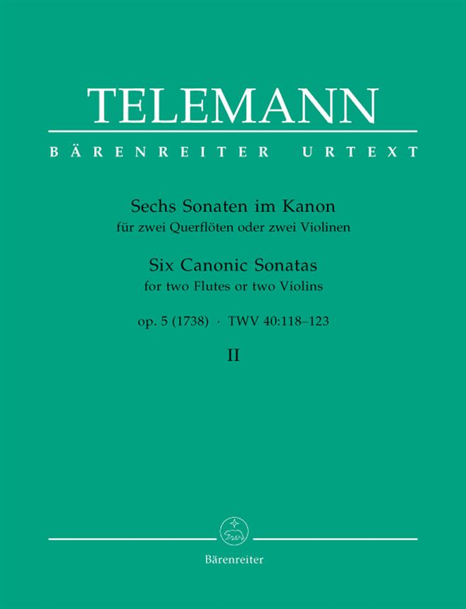 Six Canonic Sonatas For Two Violins - pro dvě příčné flétny