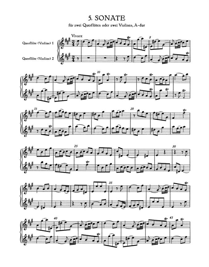Six Canonic Sonatas For Two Violins - pro dvě příčné flétny