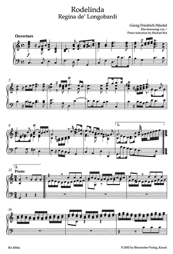 Rodelinda, Regina de' Longobardi HWV 19 - arie a klavír