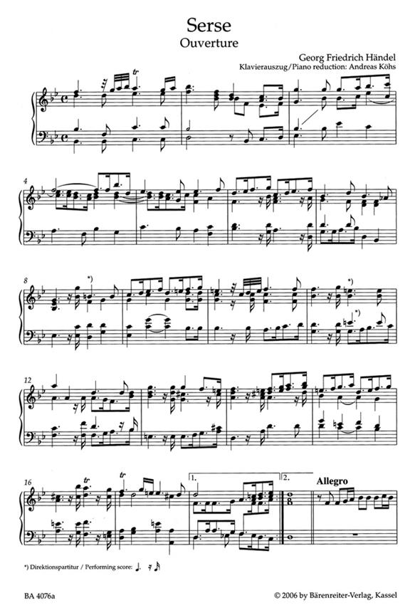 Serse - Xerxes HWV 40 - arie a klavír