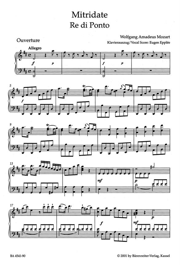 Mitridate Re Di Ponto KV.87 - Opera seria in three acts - opera