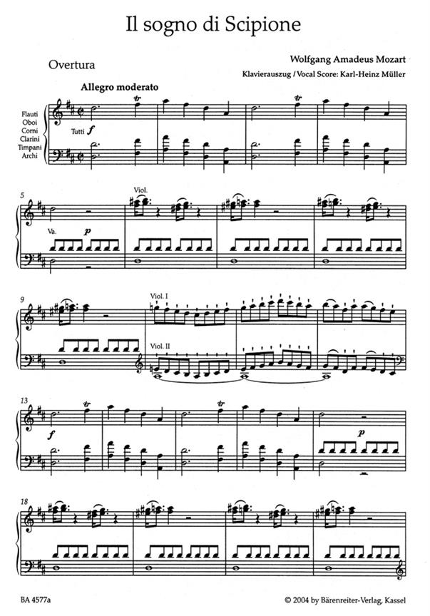 Il Sogno Di Scipione - Der Traum Des Scipio - CANTO E PIANOFORTE - URTEXT - arie a klavír