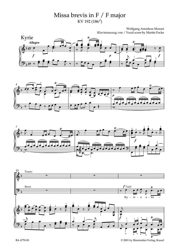 Missa brevis in F major K.192 - arie a klavír