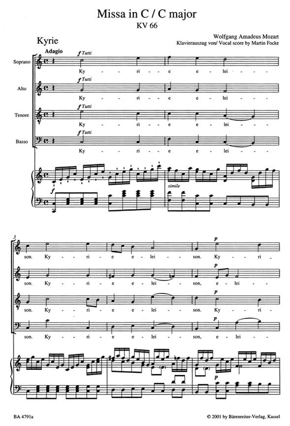 Missa In C Major K.66 - arie a klavír