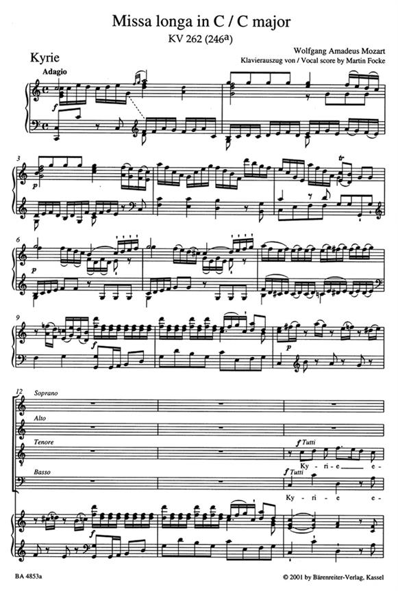 Missa longa In C Major K.262 - arie a klavír