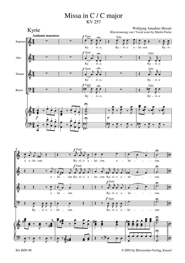 Missa in C major K.257 - arie a klavír