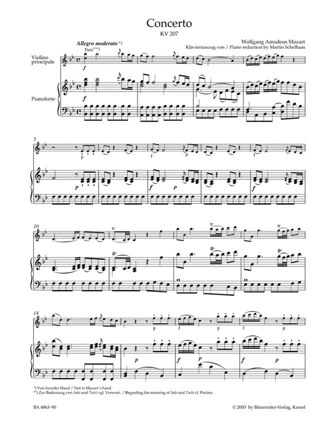 Violin Concerto No.1 in B-flat major K.207 - pro housle