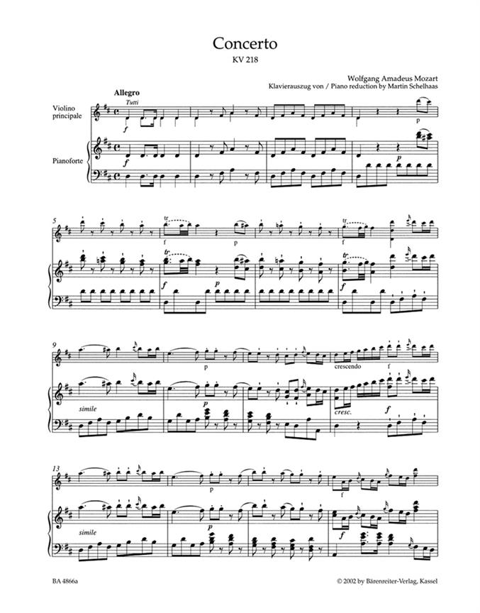 Violin Concerto No.4 in D major K.218 - Piano Reduction - pro housle