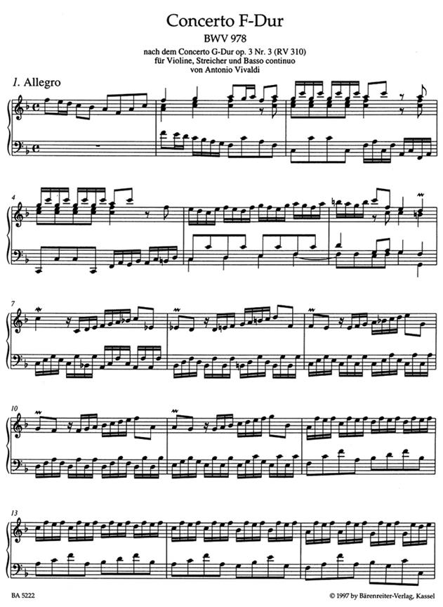7 Concerten BWV978-984 - Seven concertos based on works by Vivaldi and others - pro klavír