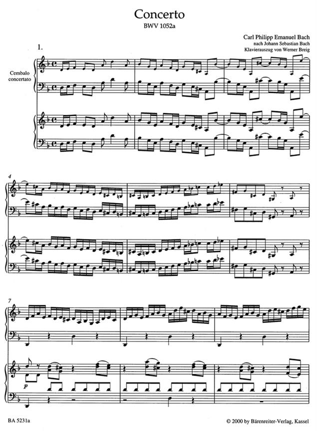 Harpsichord Concerto D Minor Bwv 1052A - pro klavír