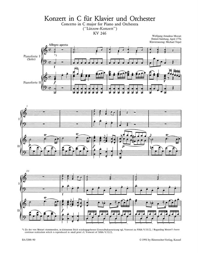 Concerto K 246 Do - pro dva klavíry
