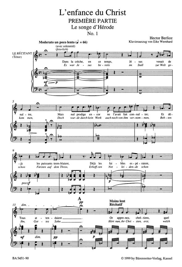 Enfance De Christ Op 25 (Testo Francese Tedesco) - French/German - klasický zpěv a klavír